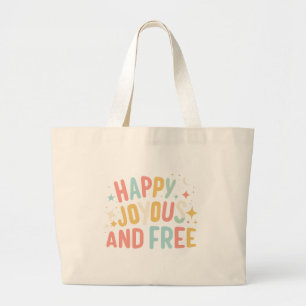 Bolsa Tote Grande Feliz, alegre, livre, motivacional, inspiracional