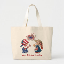 Bolsa Tote Grande Feliz aniversário América