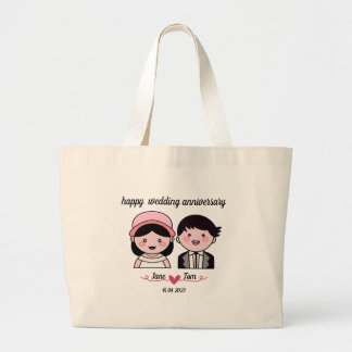 Bolsa Tote Grande Feliz aniversário de casamento