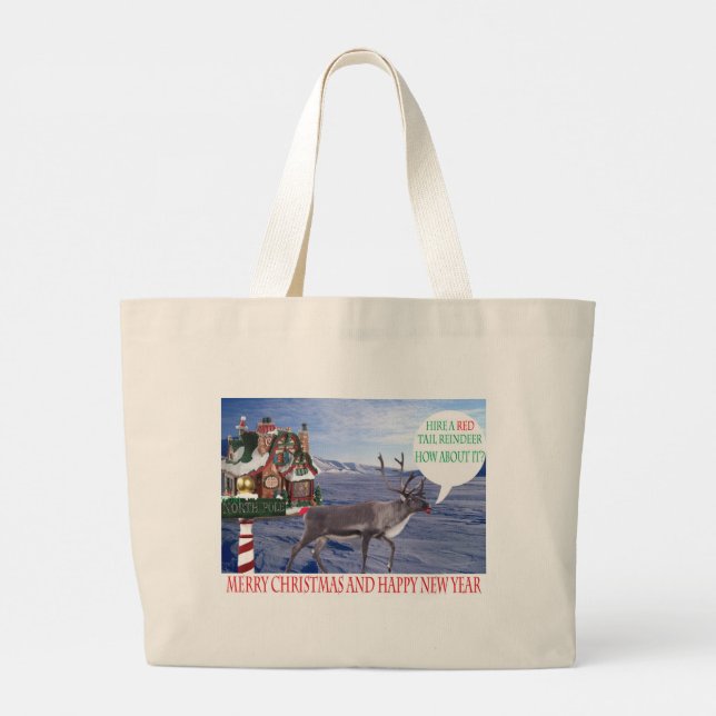 Bolsa Tote Grande feliz ano novo de natal alegre (Verso)