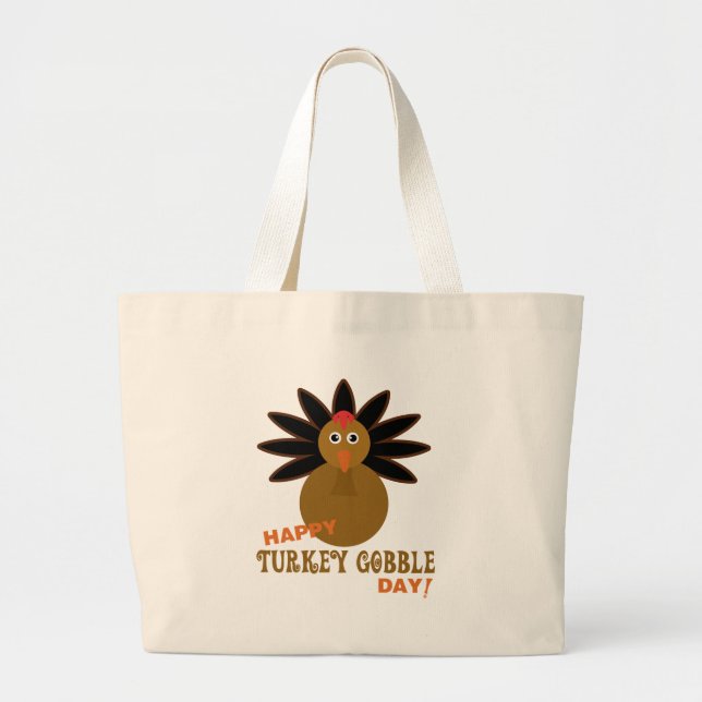 Bolsa Tote Grande Feliz Dia de Ação de Graças da Turquia (Frente)