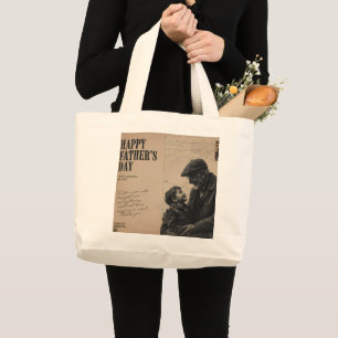 Bolsa Tote Grande Feliz Dia dos Pais Carta Vintage e Avô Port