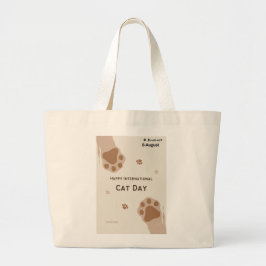 Bolsa Tote Grande feliz dia internacional do gato design de impressã