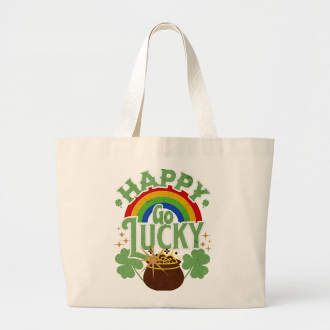 Bolsa Tote Grande Feliz e Sortudo (Frente)