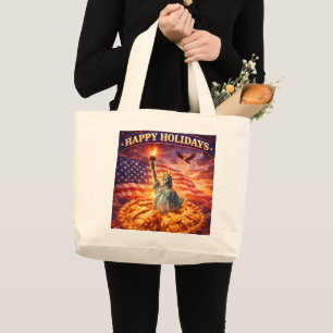 Bolsa Tote Grande Feliz feriado, estátua da liberdade patriótica Amé