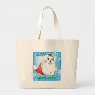 Bolsa Tote Grande Feliz Howlidays Maltês