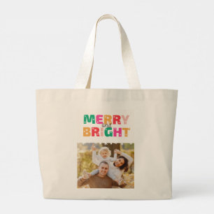 Bolsa Tote Grande Feliz Natal & Brilhante com Wilson Família Jumbo