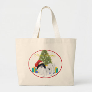 Bolsa Tote Grande Feliz Natal do Chin Japonês