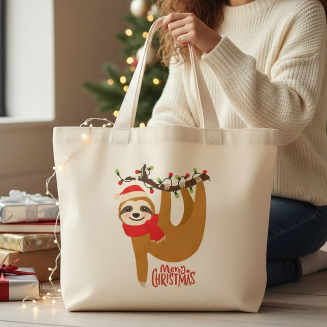 Bolsa Tote Grande Feliz Natal Feriados Festivos Bonitos (Criador carregado)