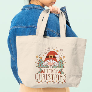 Bolsa Tote Grande Feliz Natal - Papais noeis Festivos Festivos Festi