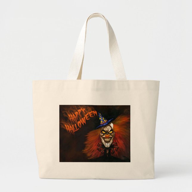 Bolsa Tote Grande Feliz Palhaço Assustador do Halloween (Frente)