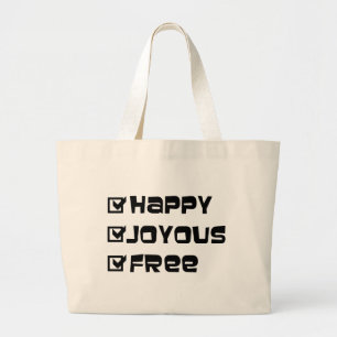 Bolsa Tote Grande Feliz Slogan Gráfico de Texto Divertido, Joyous F