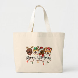 Bolsa Tote Grande Feliz Woofmas Typografia Tote Bag