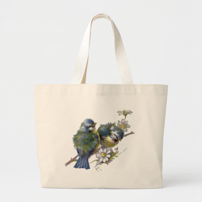 Bolsa Tote Grande Felizes Aves Vintage (Frente)