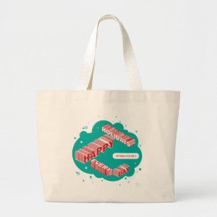 Bolsa Tote Grande Felizes Feriados, Verde e Vermelho