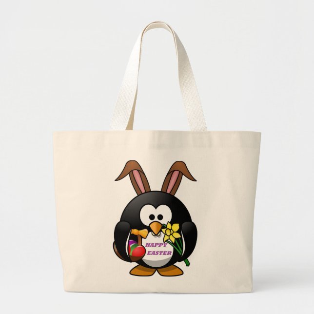 BOLSA TOTE GRANDE "FELZ PASCOA" PENGUIN BUNNY (Frente)