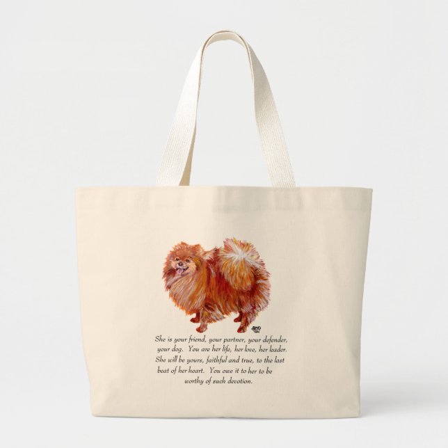 Bolsa Tote Grande Fêmea de Recordação da Pomerânia (Frente)