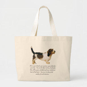 Bolsa Tote Grande Fêmea do Petit Basset Griffon Vendeen