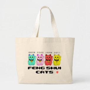 Bolsa Tote Grande Feng shui cats-Beckoning