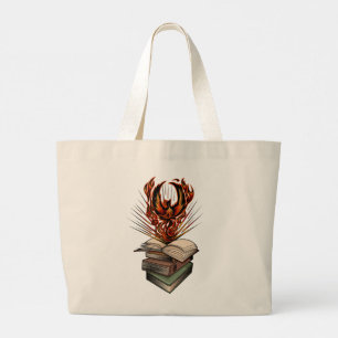 Bolsa Tote Grande Fênix Ressurgindo das Chamas dos Livros Fantasia M