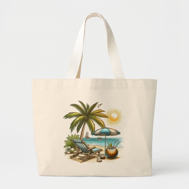 Bolsa Tote Grande Férias em tempo de praia (Frente)