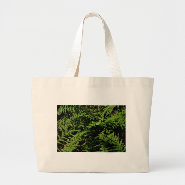 Bolsa Tote Grande Ferns do chão da floresta verde botânica (Frente)