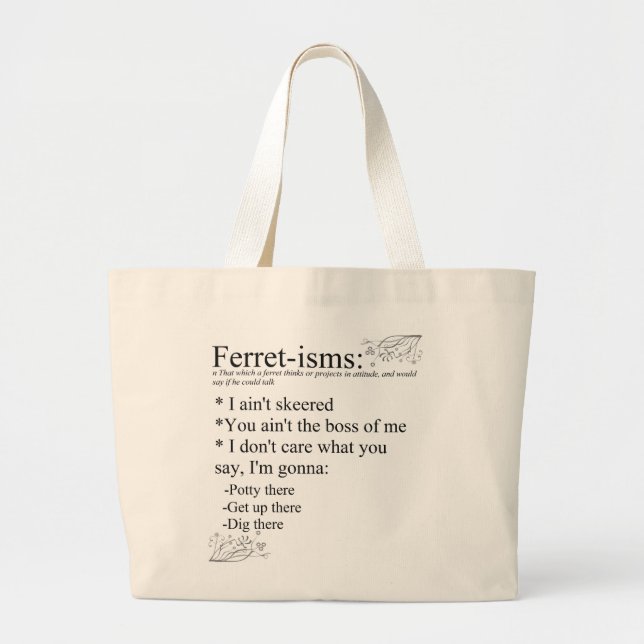 Bolsa Tote Grande Ferret Sayings ou Ferret-isms (Frente)