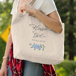 Bolsa Tote Grande Festa Azul Floral Flower Moça Personalizada