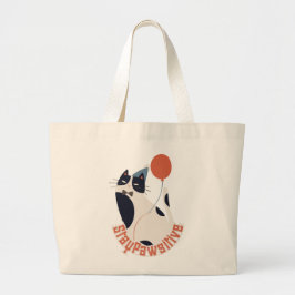 Bolsa Tote Grande Festa de Aniversário do Gato Tuxedo Jumbo Stay Paw
