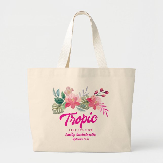 Bolsa Tote Grande Festa de despedida solteira Tropic like its hot  (Frente)