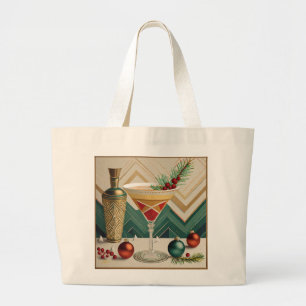 Bolsa Tote Grande Festa de Natal de Cocktail da Metade do Século Hap