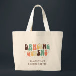 Bolsa Tote Grande Festa de solteira Retroativa Filas Dançantes Perso<br><div class="desc">Festa de solteira personalizada Filas retrorreflectoras na bolsa que você pode personalizar com o nome da noiva. Saco de design da parte retrô da noiva perfeitamente correspondente</div>