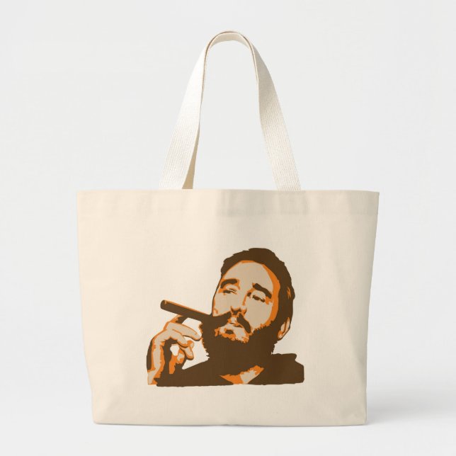 Bolsa Tote Grande Fidel Castro com a sacola do retrato do charuto (Frente)