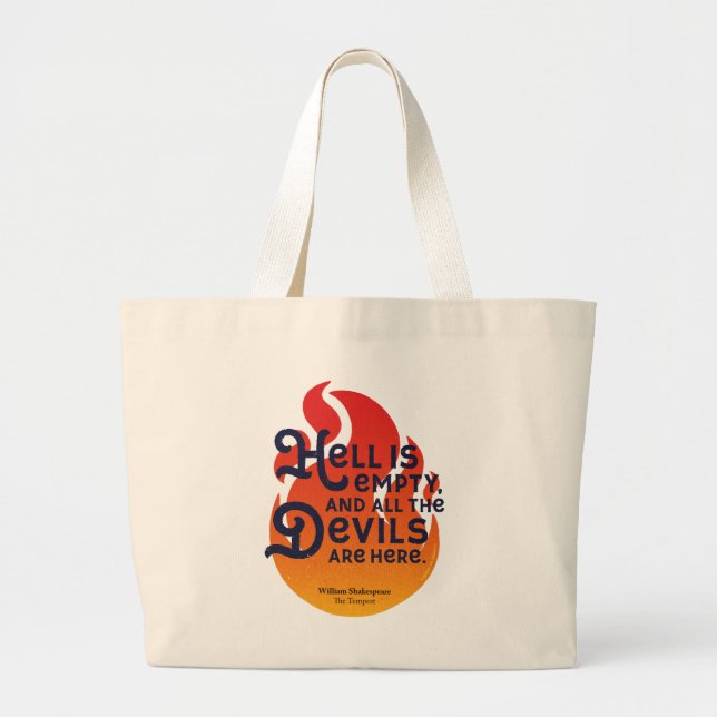 Bolsa Tote Grande Fiery William Shakespeare Hell está vazio (Frente)
