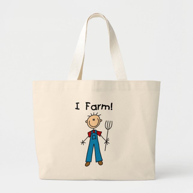 Bolsa Tote Grande Figura camiseta e presentes da vara do fazendeiro (Frente)