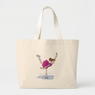 Bolsa Tote Grande figura de patinadora artística menina fofa girando