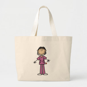 Bolsa Tote Grande Figura fêmea asiática enfermeira da vara