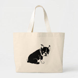 Bolsa Tote Grande Filhote de cachorro preto e branco bonito do