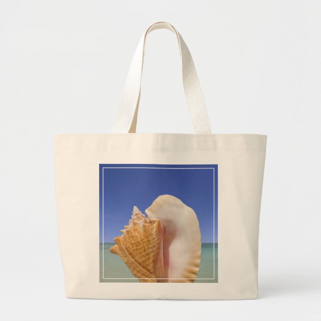 Bolsa Tote Grande Fim de Shell do mar acima (Frente)