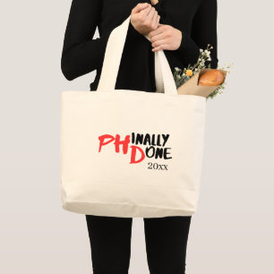 Bolsa Tote Grande Finalmente feito - Design de Citação de Graduação 
