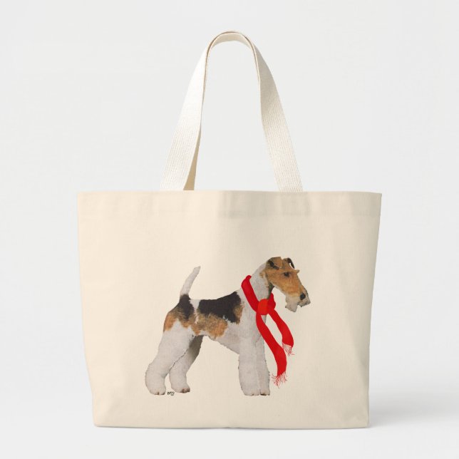 Bolsa Tote Grande Fio Fox Terrier Natal (Frente)