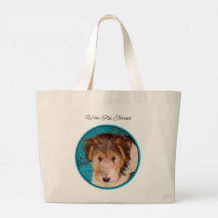Bolsa Tote Grande Fio Fox Terrier Puppy Pintura tricolor Cão Arte