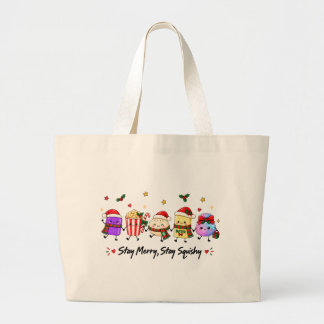 Bolsa Tote Grande Fique Alegre Fique Esmagável Natal Squishies Virai