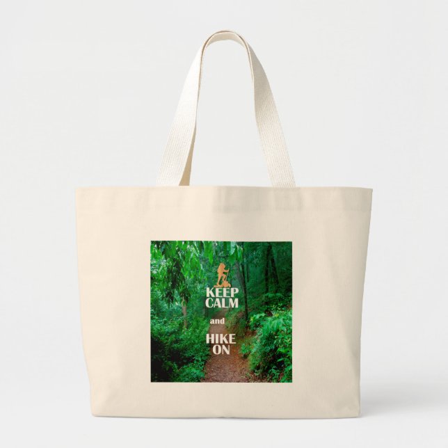 Bolsa Tote Grande Fique calmo e caminhe (Frente)