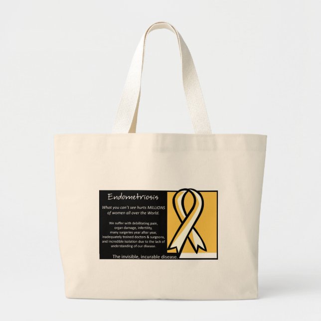 Bolsa Tote Grande Fita amarela da Endometriose (Frente)