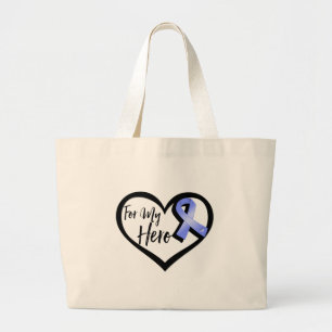 Bolsa Tote Grande Fita da consciência da pervinca para meu herói