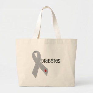 Bolsa Tote Grande Fita das cinzas da consciência do diabetes