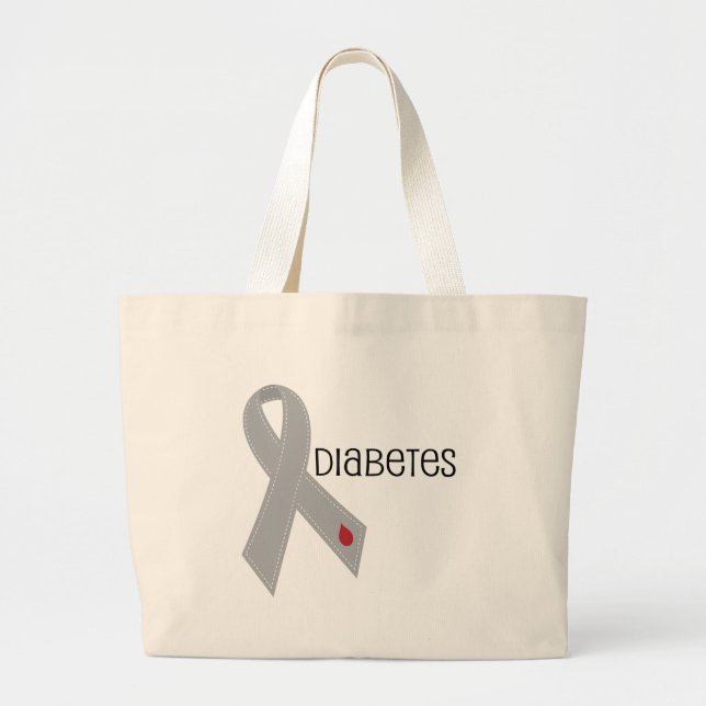Bolsa Tote Grande Fita das cinzas da consciência do diabetes (Frente)