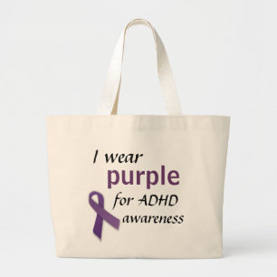 Bolsa Tote Grande Fita roxa, eu visto-me, roxo, para ADHD,
