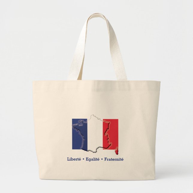 Bolsa Tote Grande FLAG Liberté Egalité Fraternité, Patriótico FRANCÊ (Frente)